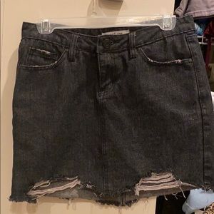 Black denim ripped skirt
